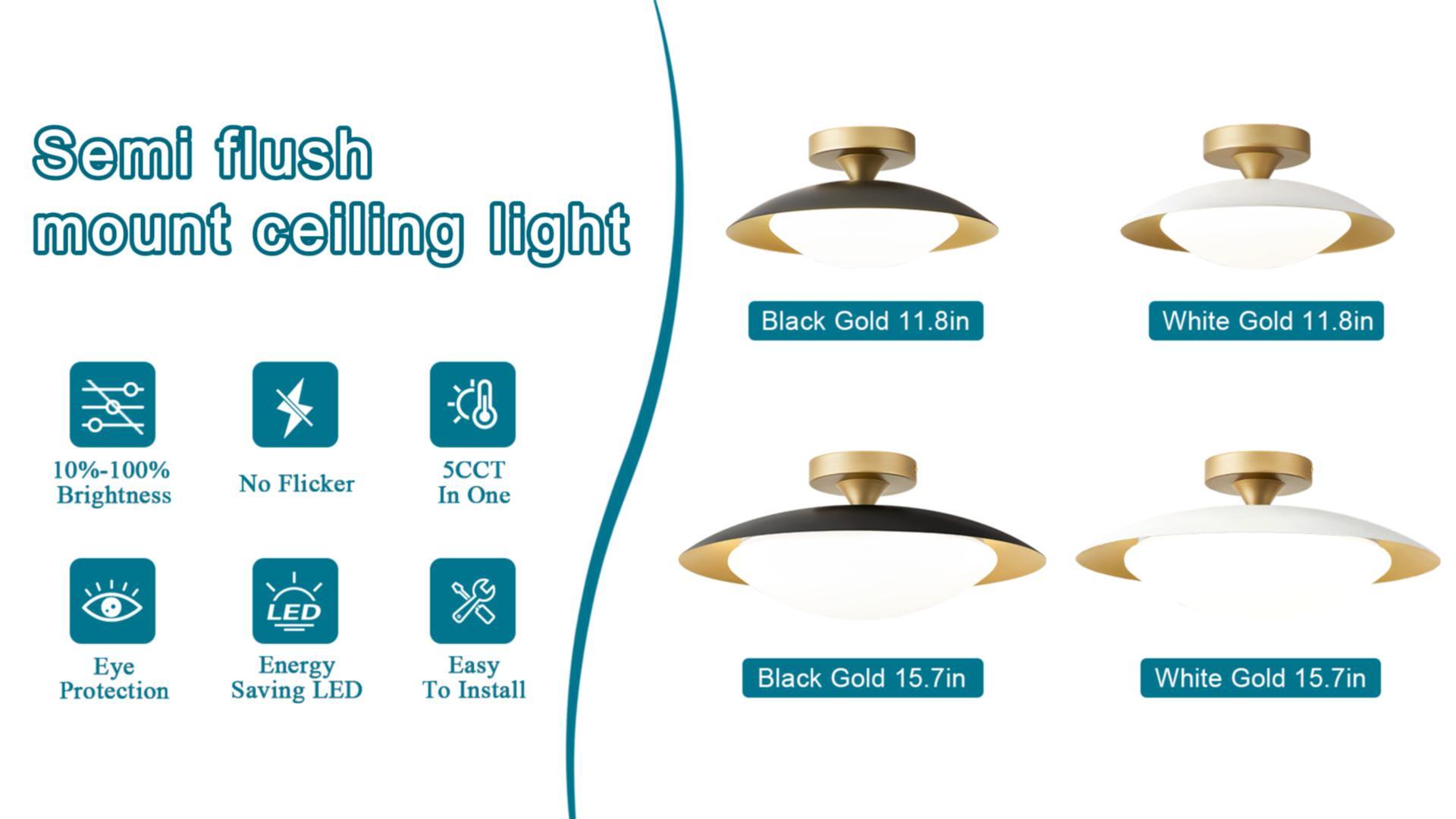 ZUYURT Small Dimmable Mid Century Modern Ceiling Light,5CCT